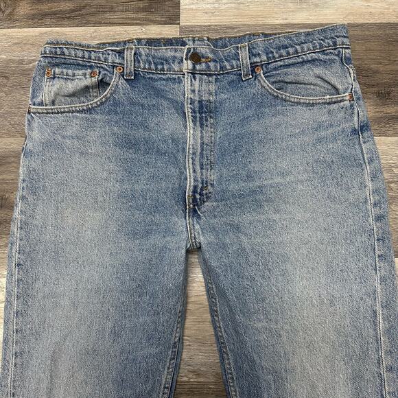 Vintage Levis 505 Red Tab Blue Mens 36x30 Straight Denim Jeans 90s USA MADE - Picture 2 of 12